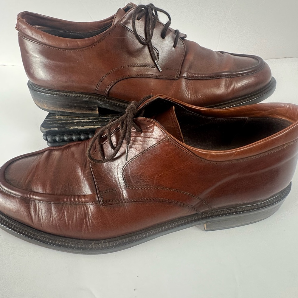 David & Joan Italian Leather Derby Shoes Men’s 12 Brown Moc Toe Lace Up Italy